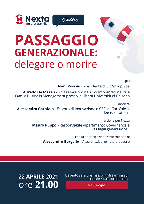 Invito Nexta # Talk - PASSAGGIO GENERAZIONALE_ delegare o morire